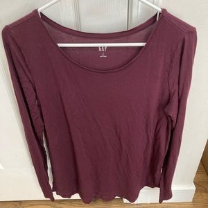 Gap Luxe Burgundy Long Sleeve Tee